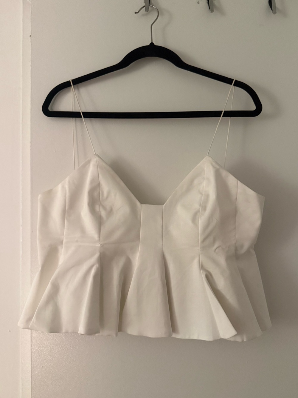 Zara White Peplum Camisole with Spaghetti Straps